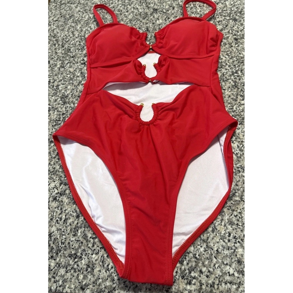 Eomenie Women's Red Ride The Beauty Sz S One Piece Bathing Suit - Picture 2 of 9